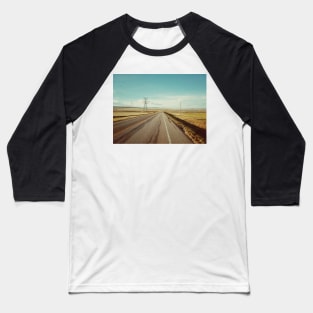 Canadian prairie landscape with a country road near Pincher Creek, Alberta, Canada. Baseball T-Shirt